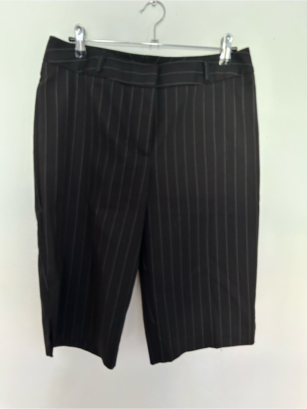 Women's Black Pinstripe burmuda shorts